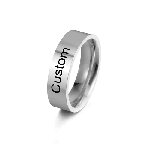 Lemegeton 6/8 мм простые кольца из нержавеющей стали с именем под заказ для мужчин и женщин, мужские и женские кольца с выгравированным именем, текстовые ювелирные изделия из черного кольца, подарок
