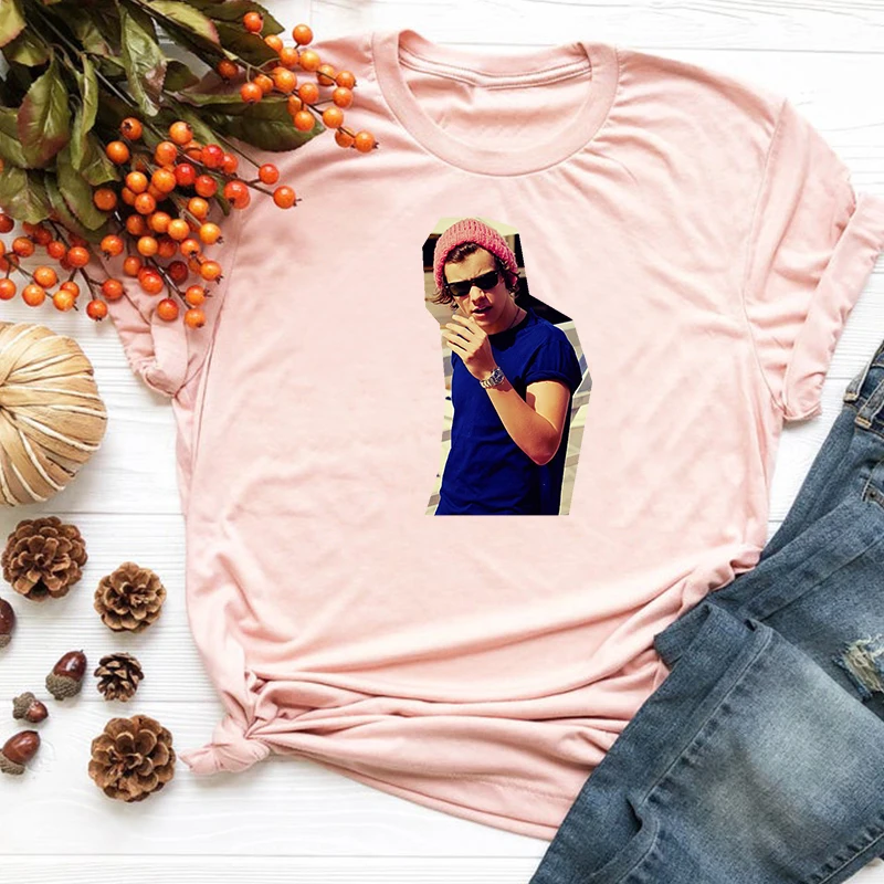 

Harry Styles Tshirt Women Kawaii 90s Sunglasses Cartoon T Shirt Vintage Print O-Neck Plus Size Women Tee 2020 Thanksgiving L