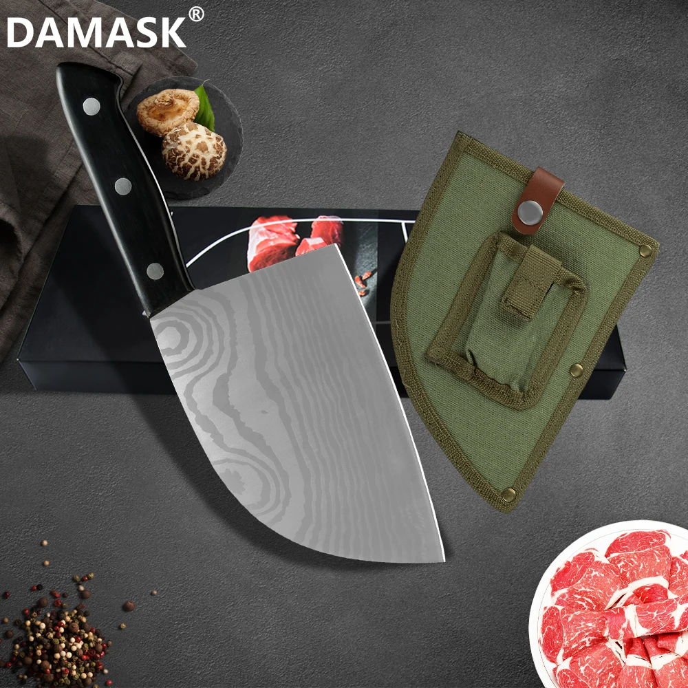 Damask 7cr17 охотничий нож из нержавеющей стали открытый для выживания нарезки мяса |