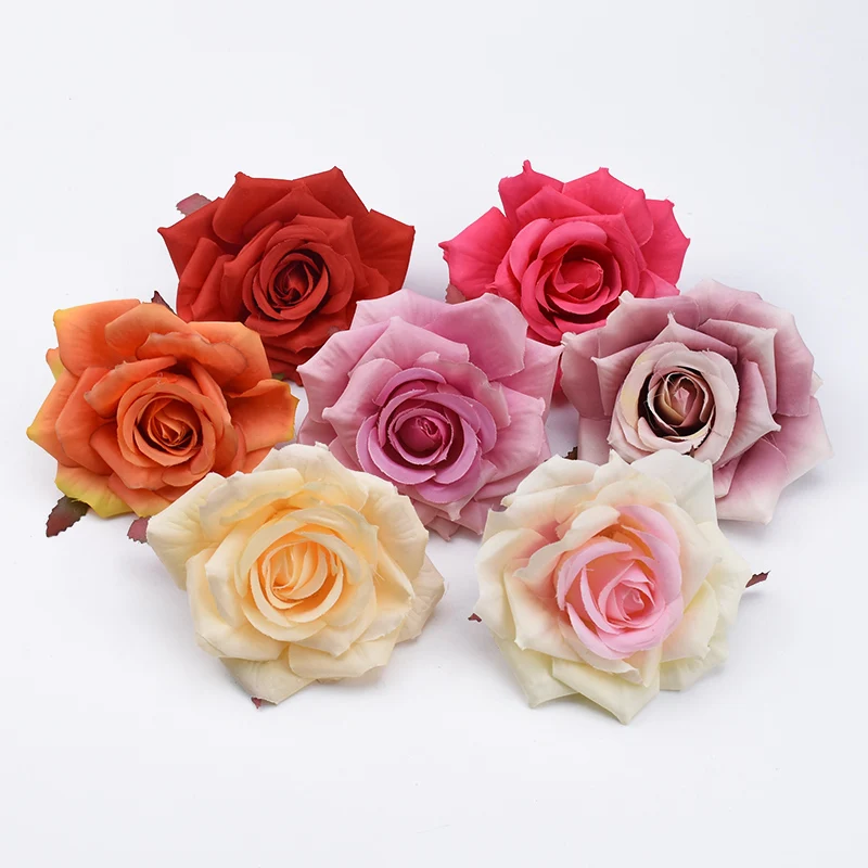 100pcs silk roses flowers wall bathroom accessories christmas decorations for home wedding cheap artificial plants bride brooch free global shipping