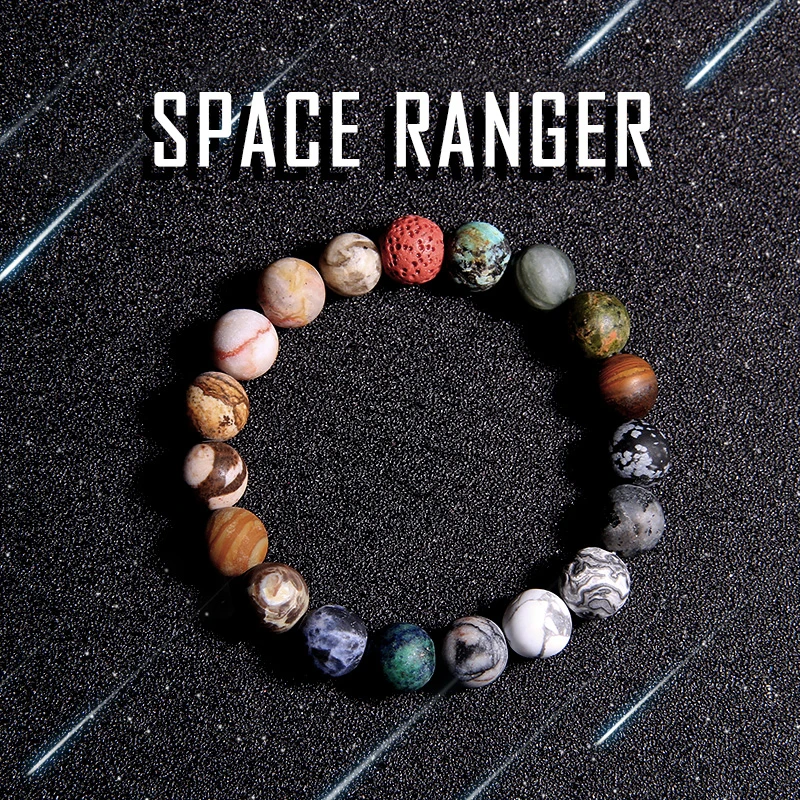 

Space Traveller Bracelets For Men 10 mm Matte Snowflake Jasp Sodalite Zebra Stone Beads Bangle Women Handmade Elastic Jewelry
