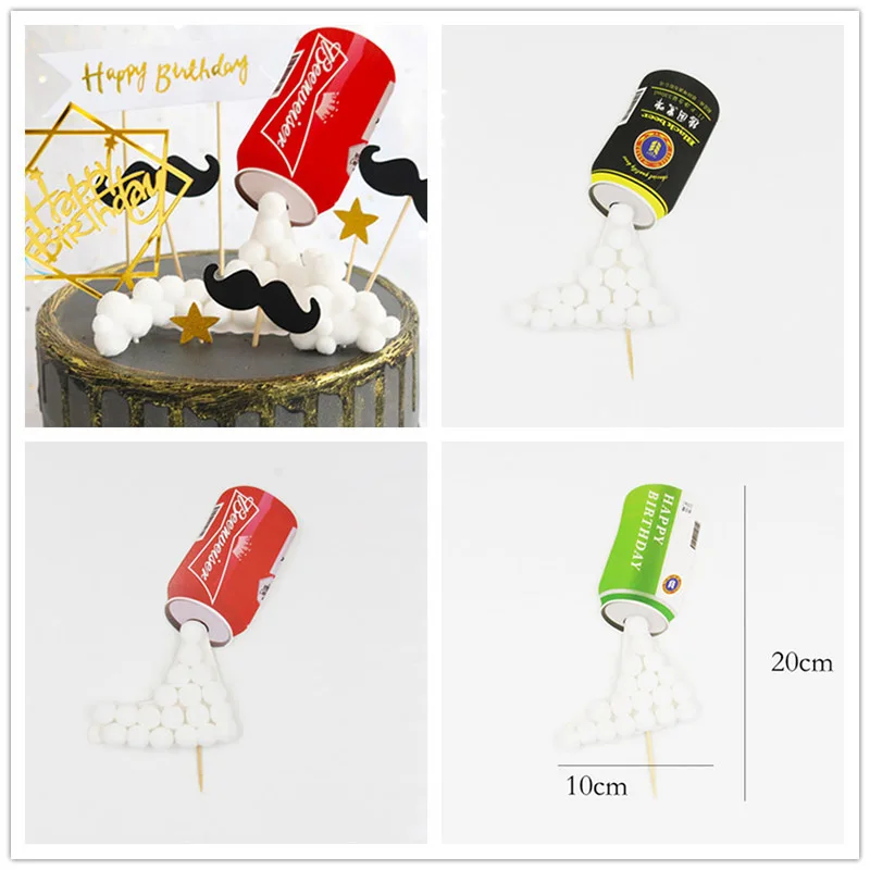 Топпер для торта С Днем Рождения 3D имитация пива бутылка торт флаг Свадьба