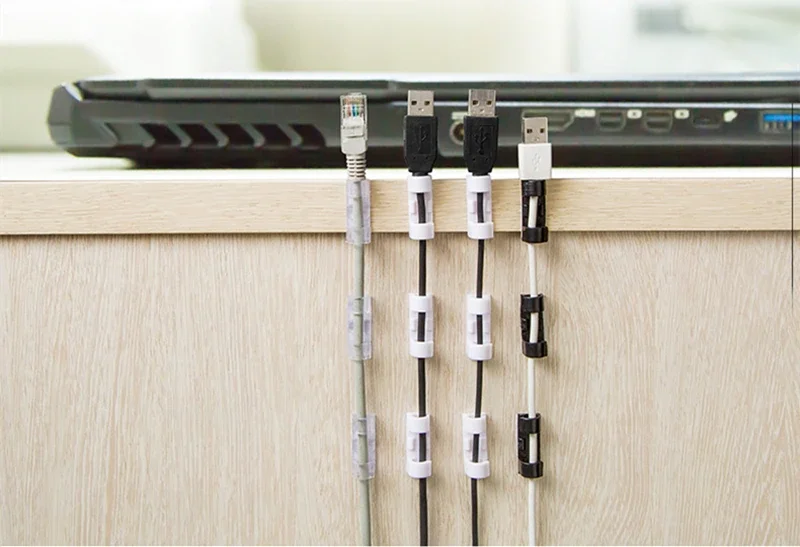 

ABS Cable Organizer Clips Management Cable Organizer Wire Cord Holder USB Charging Cable Clips Data Line Protector 20pcs/lot