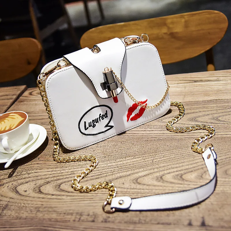 Сумки для женщин 2019 корейская версия простой дикой сумки почтальона вышивка цепи