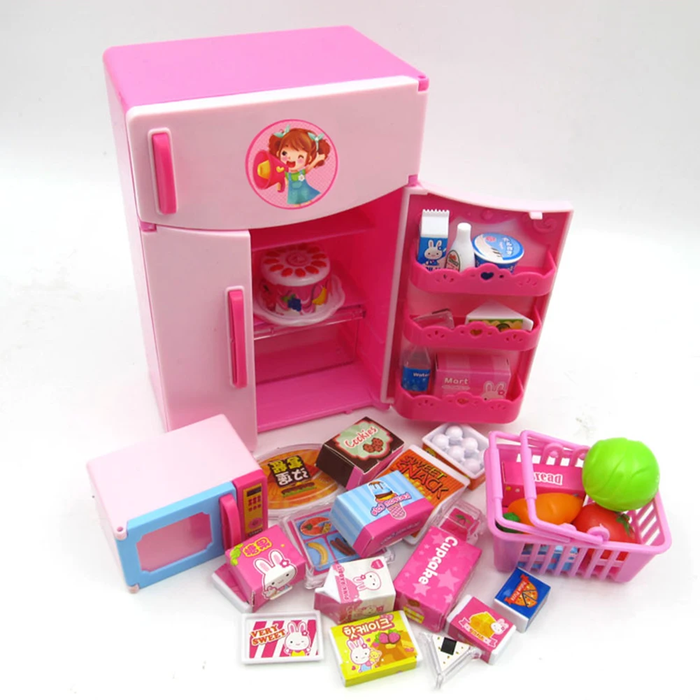 Розовые бытовые приборы детские игрушки для ролевых игр мини холодильник