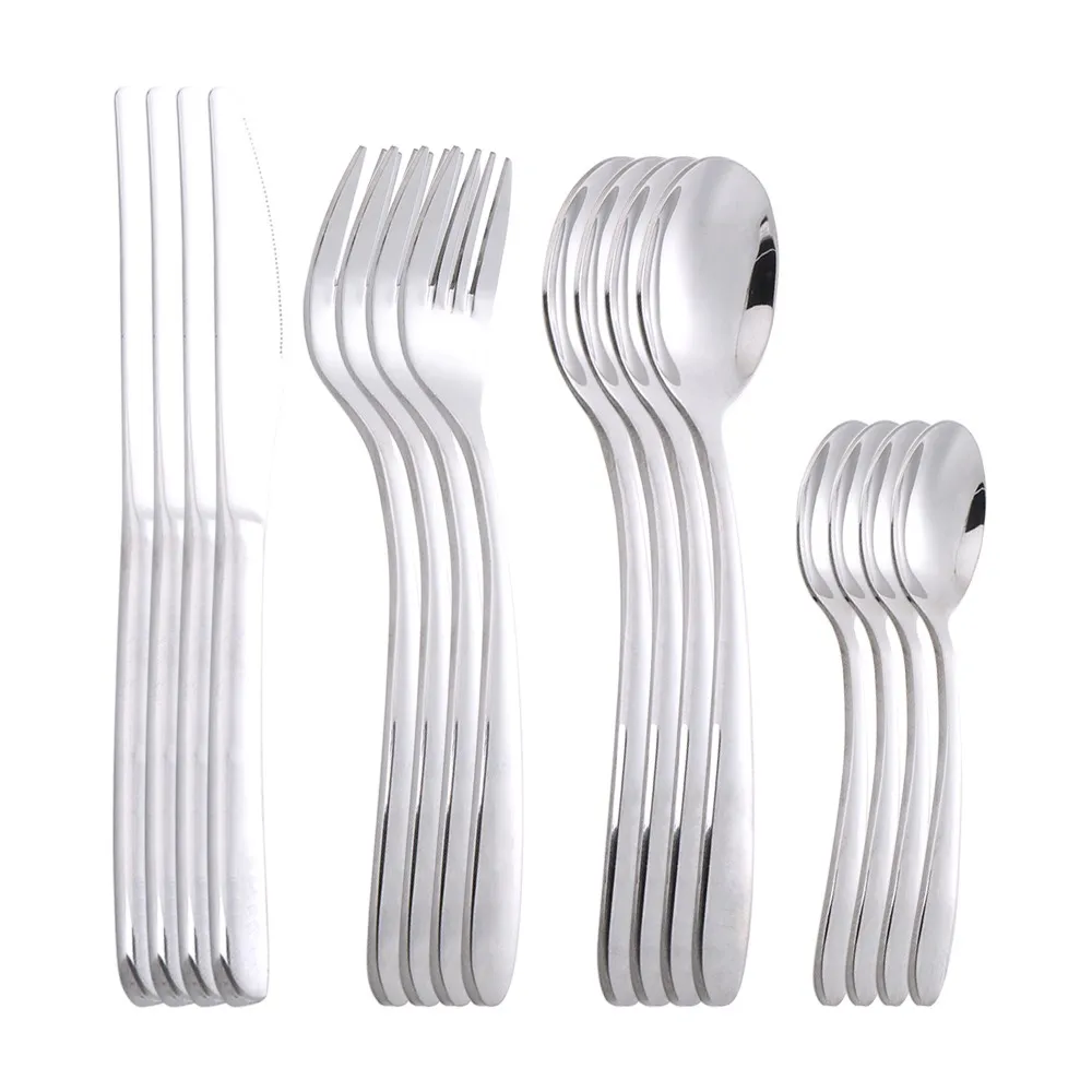 

24pcs Silverware Cutlery Set for Kitchen Stainless Steel Dinnerware sets Mirror Polished Dishwasher Safe Knife Fork Spoon Kit