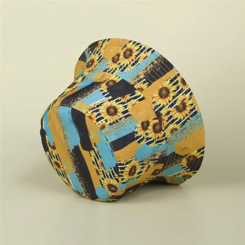 

2021 Cotton fashion joker patchwork sunflower Bucket Hat Fisherman Hat outdoor travel hat Sun Cap Hats for Men and Women 334