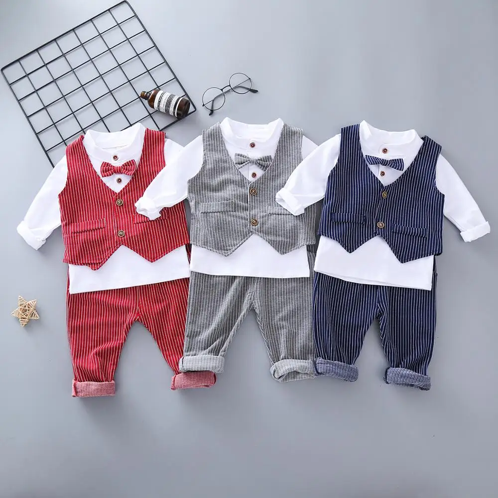 

Одежда для малышей мальчиков, наряд джентльмена с галстуком-бабочкой, футболка, топы, шорты штаны Одежда, комплект одежды в полоску для дете...