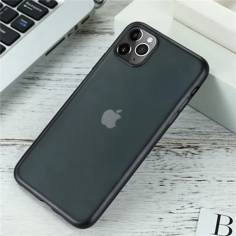Черный TPU Matte Case for iPhone 11 Pro Max Case Set Transparent Silicone Case Shockproof Case for iPhone X XR XS Max 8 7 6 6S Plus - Цвет: Черный