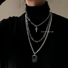 Многослойное ожерелье WUKALO в стиле хип-хоп для женщин и мужчин, длинная цепочка с квадратным металлическим крестом, колье простого дизайна в стиле хип-хоп, Подарочная бижутерия