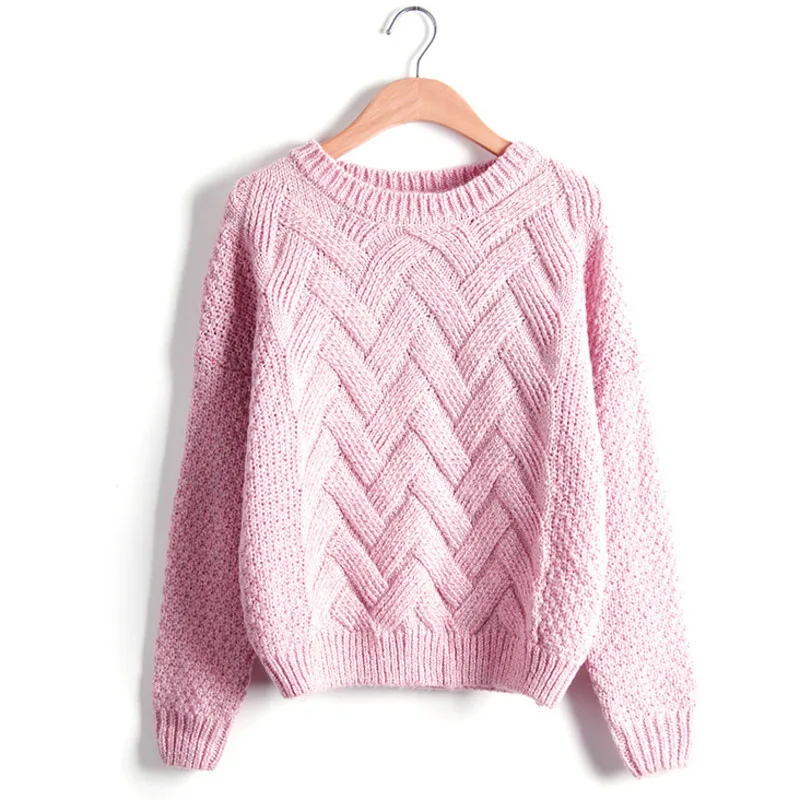 Autumn Winter Women Sweaters And Pullovers Twist Knitwear Korean Style Thick Warm Female Long Sleeve Jumper Knitted Pink Sweater | Женская