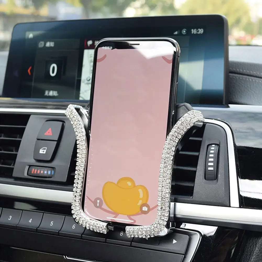 

Bling Bling Rhinestone Car Phone Holder Car Dash Air Vent Phone Mount 360 Adjustable Car Accessories For Women Girls