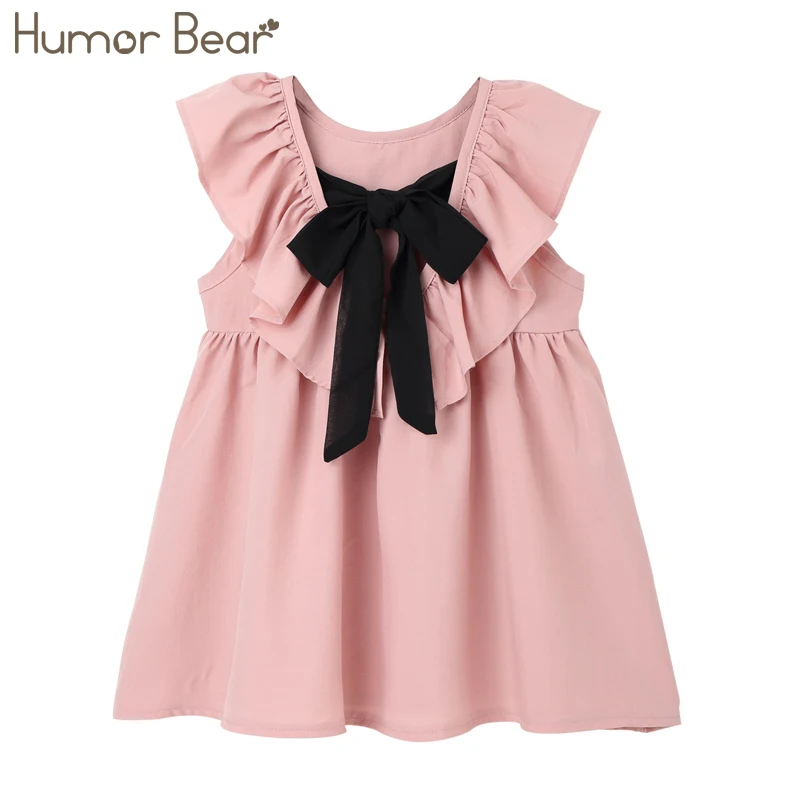 BL030-pink Humor Bear/ г. Летнее Повседневное платье для девочек праздничное платье принцессы для девочек, звезды с блестками, пачка, Детская Изысканная одежда для маленьких девочек - Цвет: BL030-pink