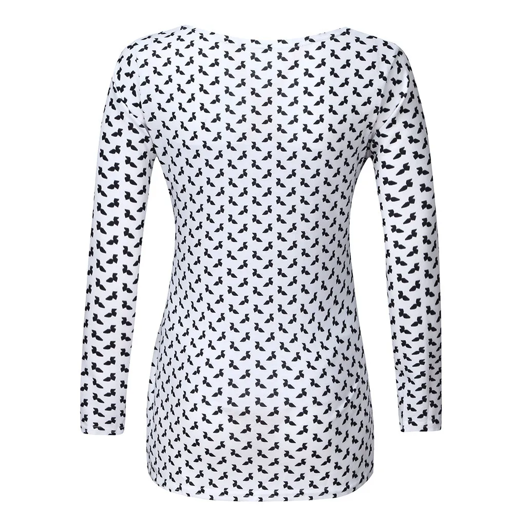 Женская блузка для беременных модная в горошек с длинными рукавами и оборками