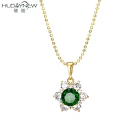 sunflower aaa zircon cz setting smart pendant necklace for woman charms lovers ornaments collar choker drop beads chainaccessory