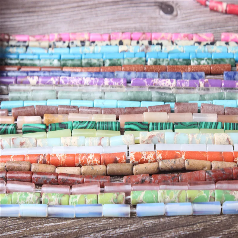 

LanLi fashion Jewelry 4x13mm Tubular natural stones Beads DIY Men and women bracelet necklace ear stud accessories make