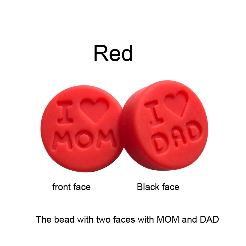 Red Новинка 100 шт я люблю маму Силиконовые Прорезыватели свободные бусины плоской круглой формы жевательные бусины для DIY соска для зубов Шарм Детские зубные кольца - Цвет: Red