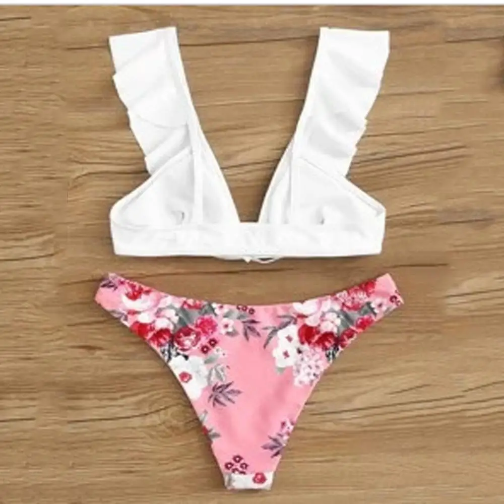 Бикини с оборками пуш-ап бразильский милый купальник для девочек 2020 глубокий