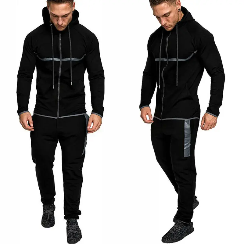 

Brand New Men's Tracksuit Set Camouflage Sweatshirt Jogger Sweatpants Solid Patchwork Warm Sports Suit Jogging Sportswear