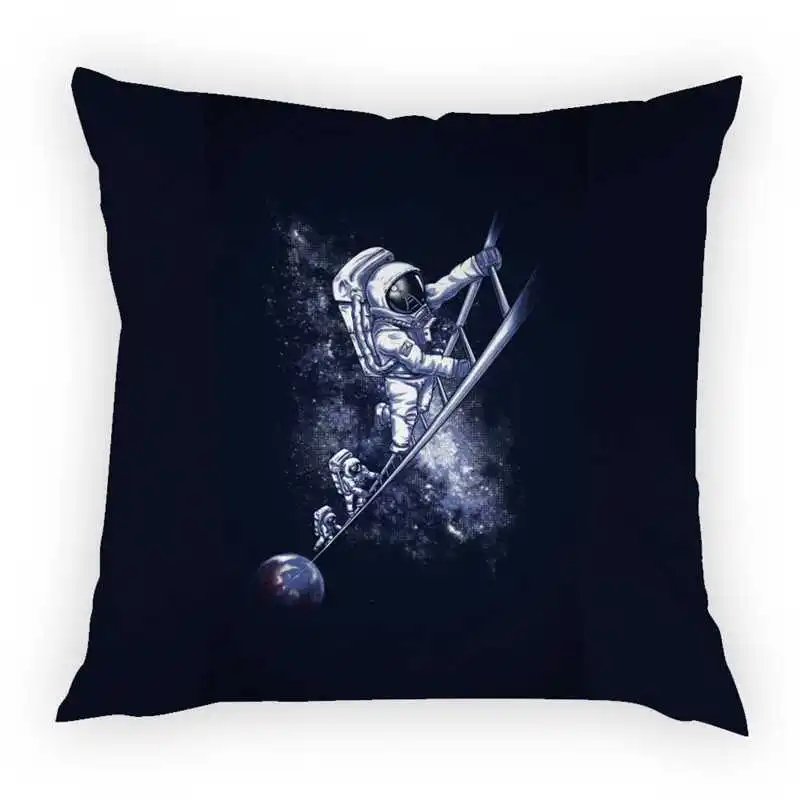 

Funny Astronaut Pattern Cushion Cover Funny Space Moon Rocket Pillow Case Home Decoration Peach Skin Pillow Case 45*45cm