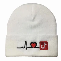 electrocardiogram heart printed lovers beanie cotton embroidery winter hat knitted hat skullies beanies hat hip hop knit cap