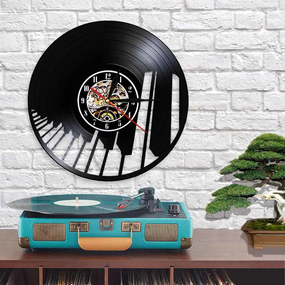 Музыкальный инструмент виниловые настенные часы современный дизайн пианино