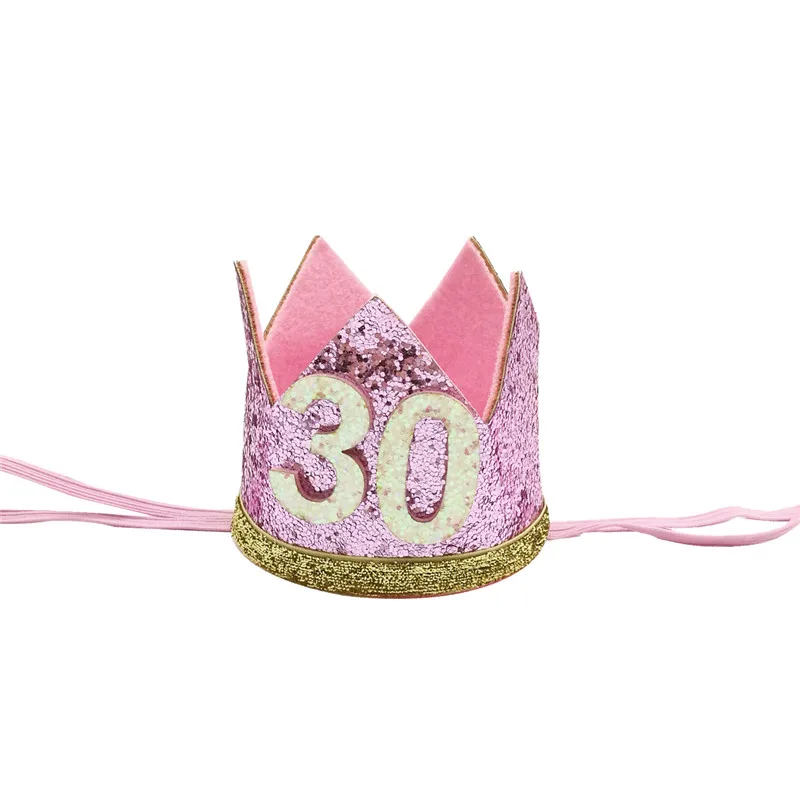 Pink 30 Chicinlife 30 40 50 60 повязка на голову с короной на день рождения для женщин 30th 40th 50th День рождения украшение для взрослых день рождения Юбилей шляпа - Цвет: Pink 30