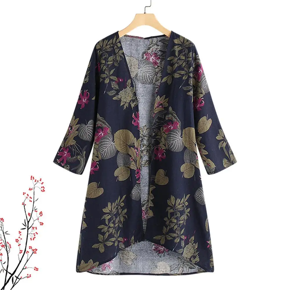 Женская блузка liene из хлопка длинная рубашка кардиган с цветочным принтом модные