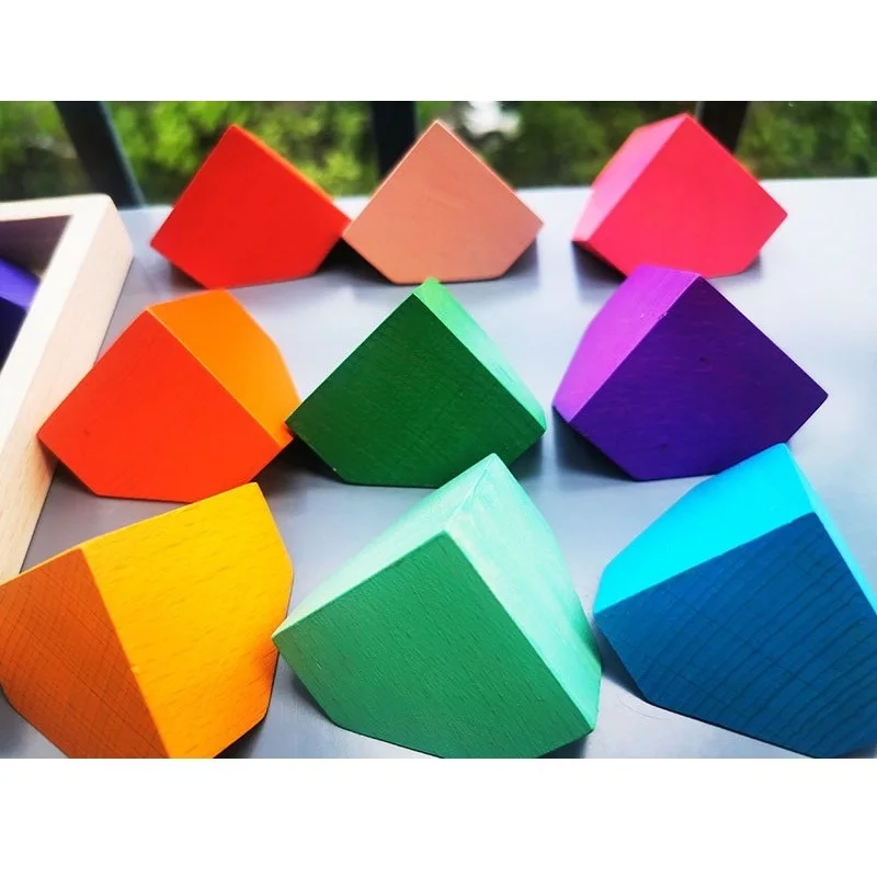 18 шт./компл. цветные деревянные кирпичи из бука/радужные блоки креативный