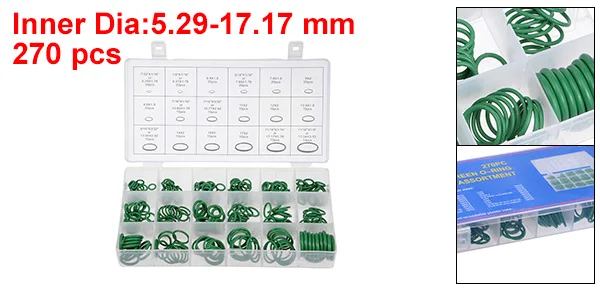 270pcs Green Uxcell 200 шт 225 шт 270 шт уплотнительные кольца Ассортимент Комплект Черный Белый Зеленый Красный резиновые уплотнительные кольца набор для сантехники ремонт автомобиля - Цвет: 270pcs Green