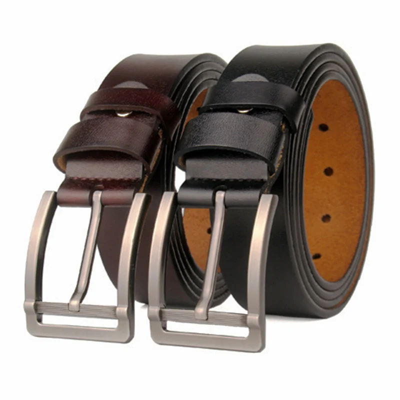 

Business Plus Size Men Pin Buckle Belt 130 140 150 170cm Cowskin Real Genuine Leather Belts Strap Ceinture Homme Luxe Marque