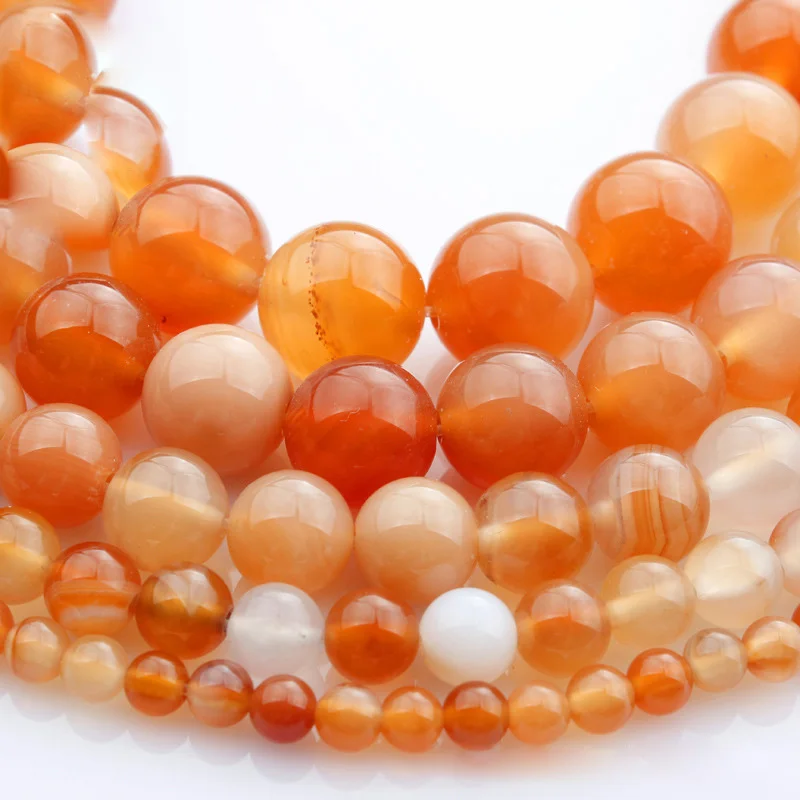 

15"(38cm) Strand Round Natural Red Chalcedony Stone Rocks 4mm 6mm 8mm 10mm 12mm Beads for Jewelry Making DIY Bracelet Findings