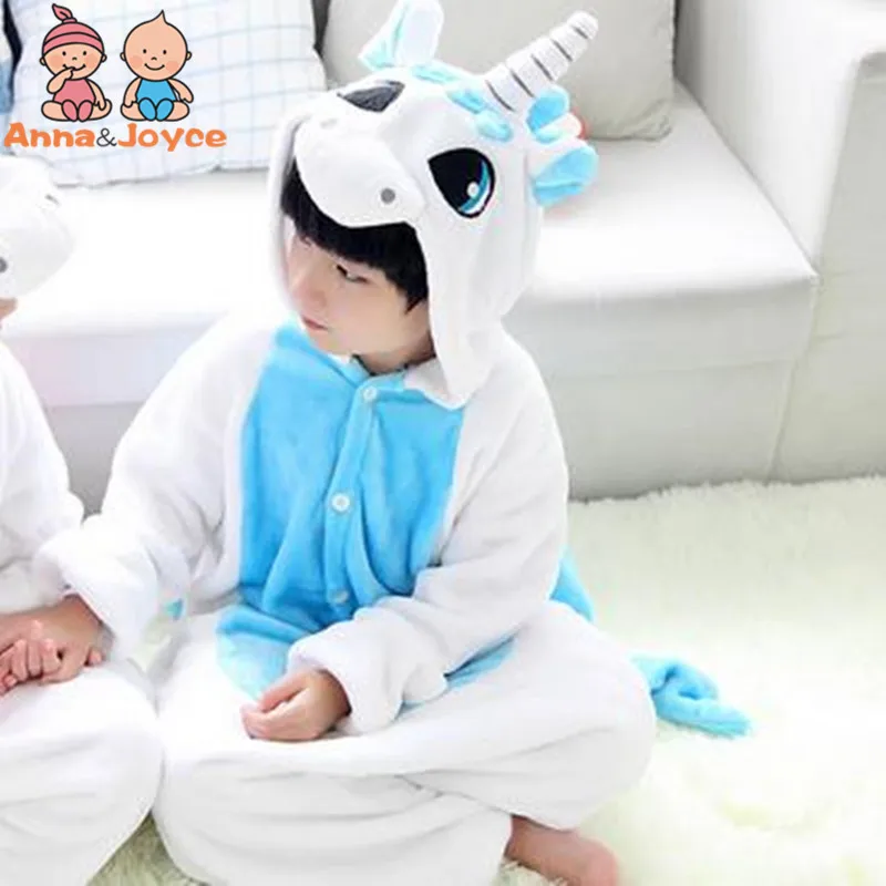 1 предмет Фланелевая пижама с единорогом для близнецов костюм Детский домашний