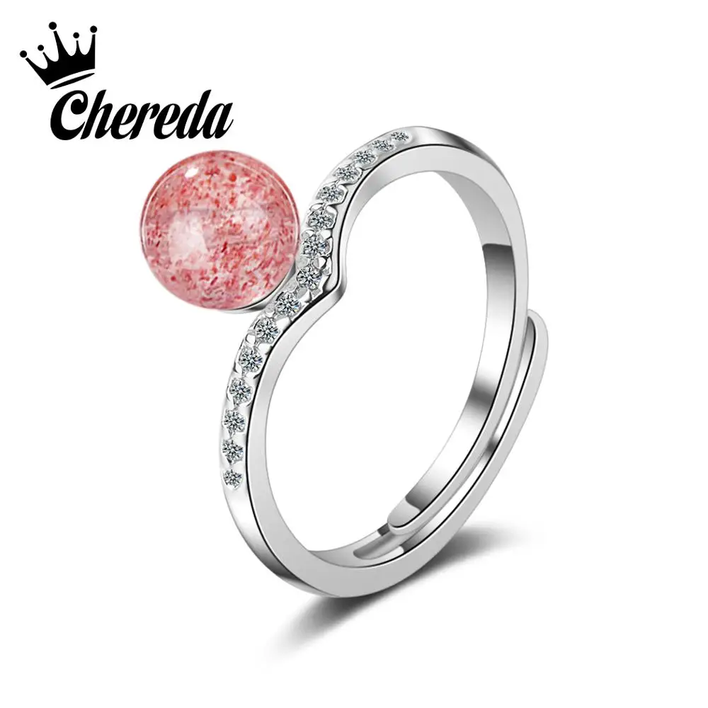 Простое циркониевое кольцо Chereda для женщин розовое кристаллическое на крошечный