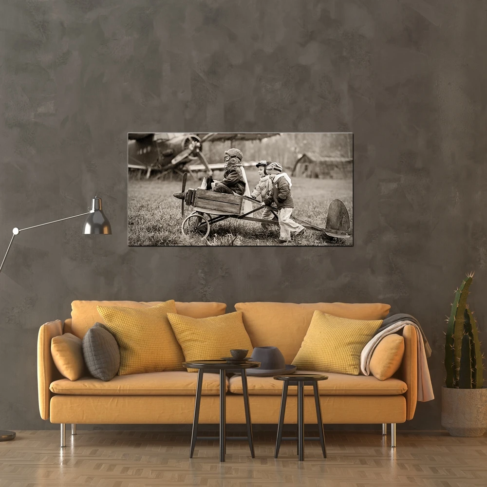 Большая настенная Печать на холсте искусство гаража ретро пропеллер самолёт