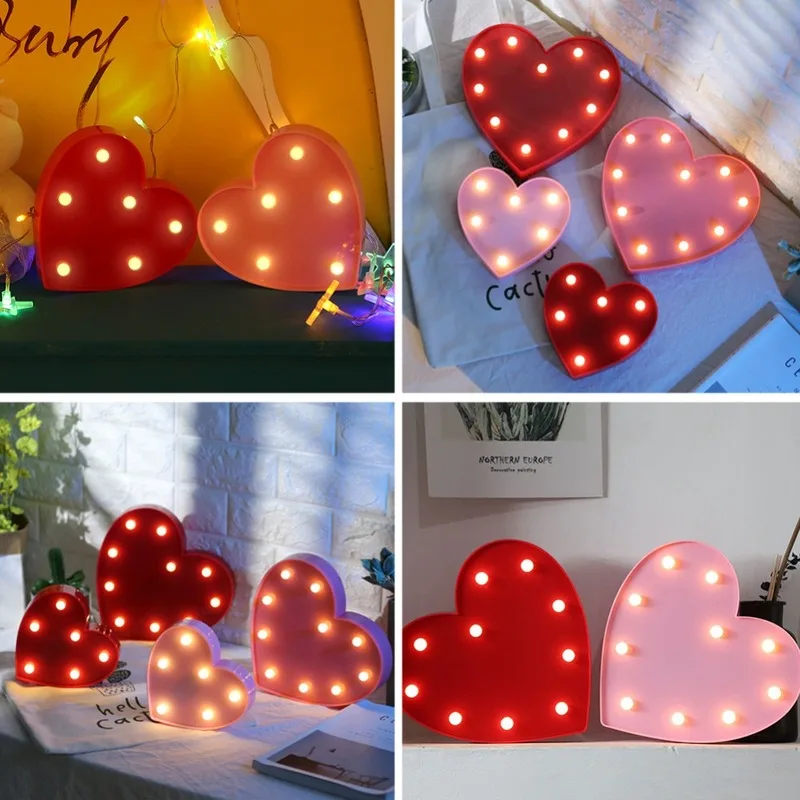 Светодиодный знак загорания света Love Heart для ночного освещения свадьбы дня