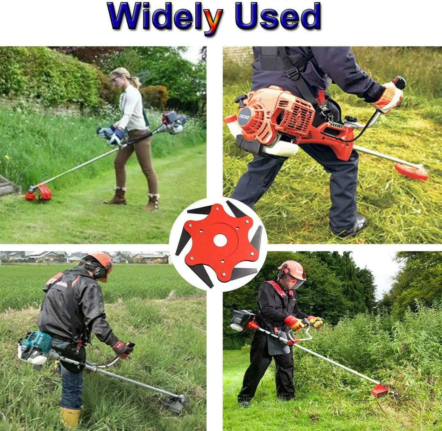 

6 Blades Cutter Head Grass Trimmer Brush 65Mn Weed Brush Cutting Head Garden Power Tool Accessories for Lawn Mower
