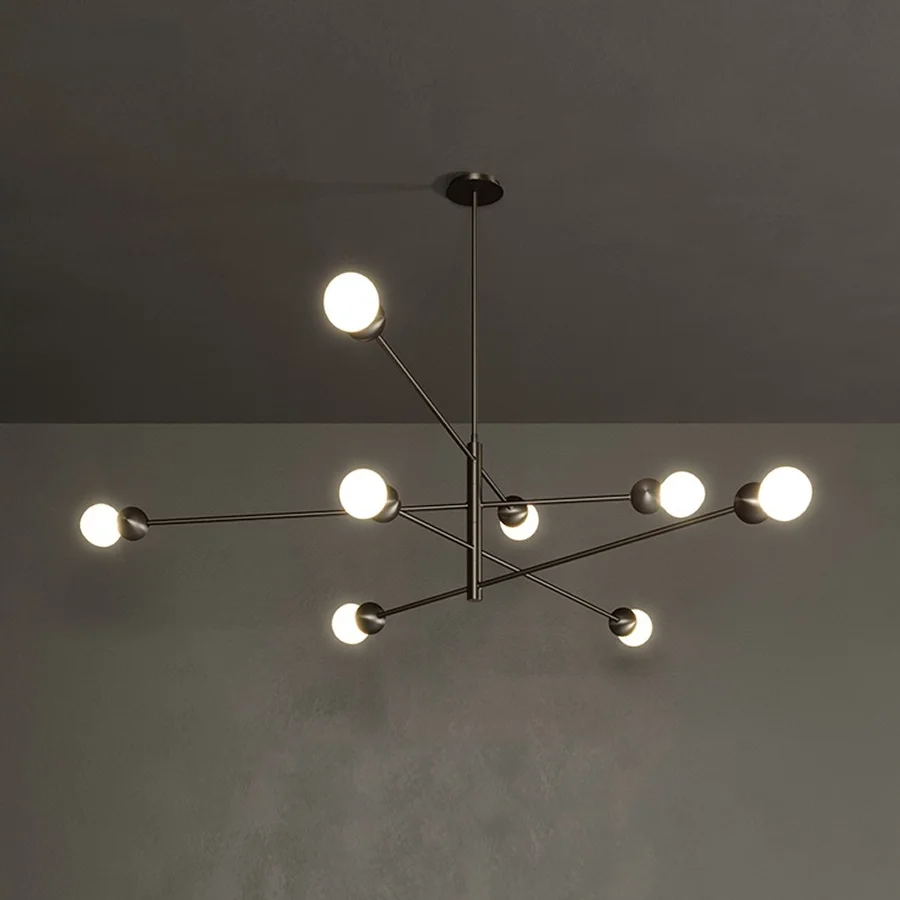 

Post Modern Brass Chandelier Nordic Industrial Loft Style Living Room LED Chandelier Dining Lights Kitchen Suspension Fixtures