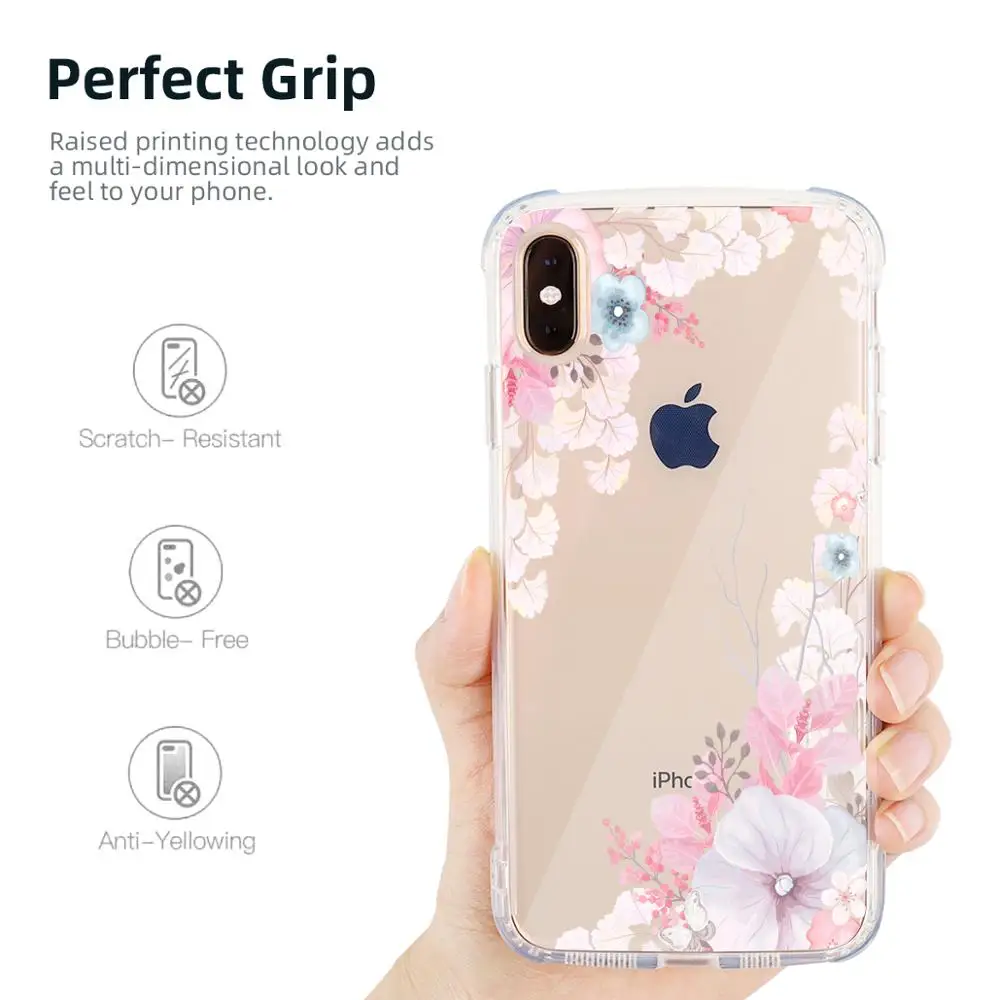 Мягкий полупакет с цветочным принтом чехол для телефона iphone Max TPU бампер + PC задняя