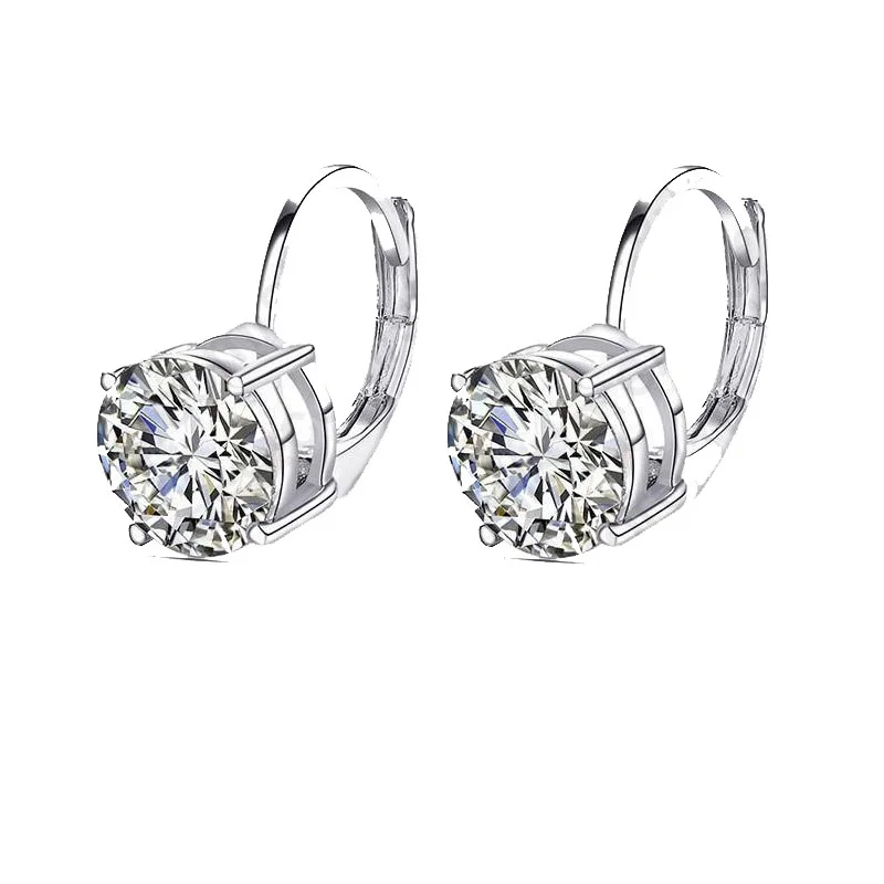 

Серьги-подвески из серебра с фианитом, 4 когтя