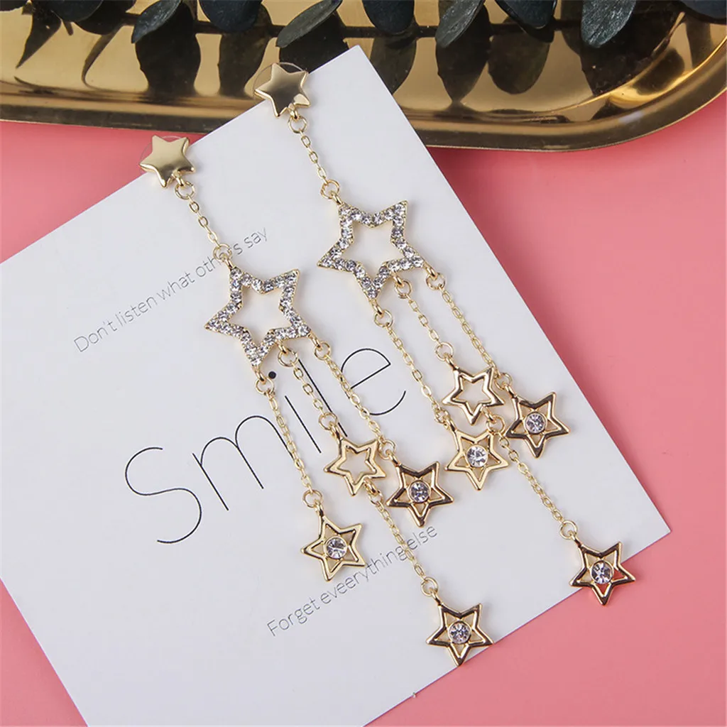 Модные сережки из сплава для женщин золотые Висячие висячие серьги с милыми