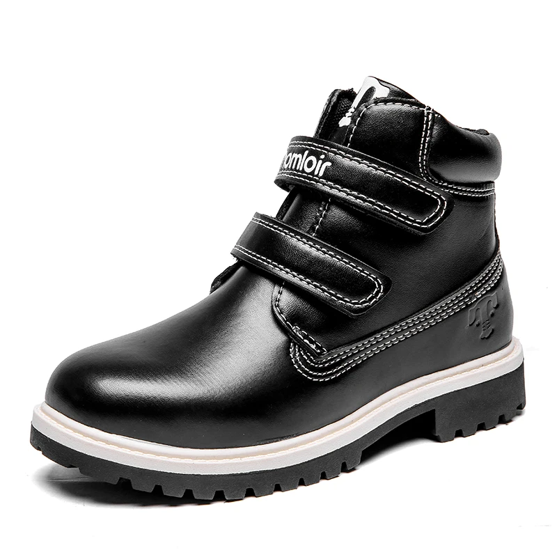 2019 г. Зимние ботильоны из натуральной кожи на меху для мальчиков модные детские