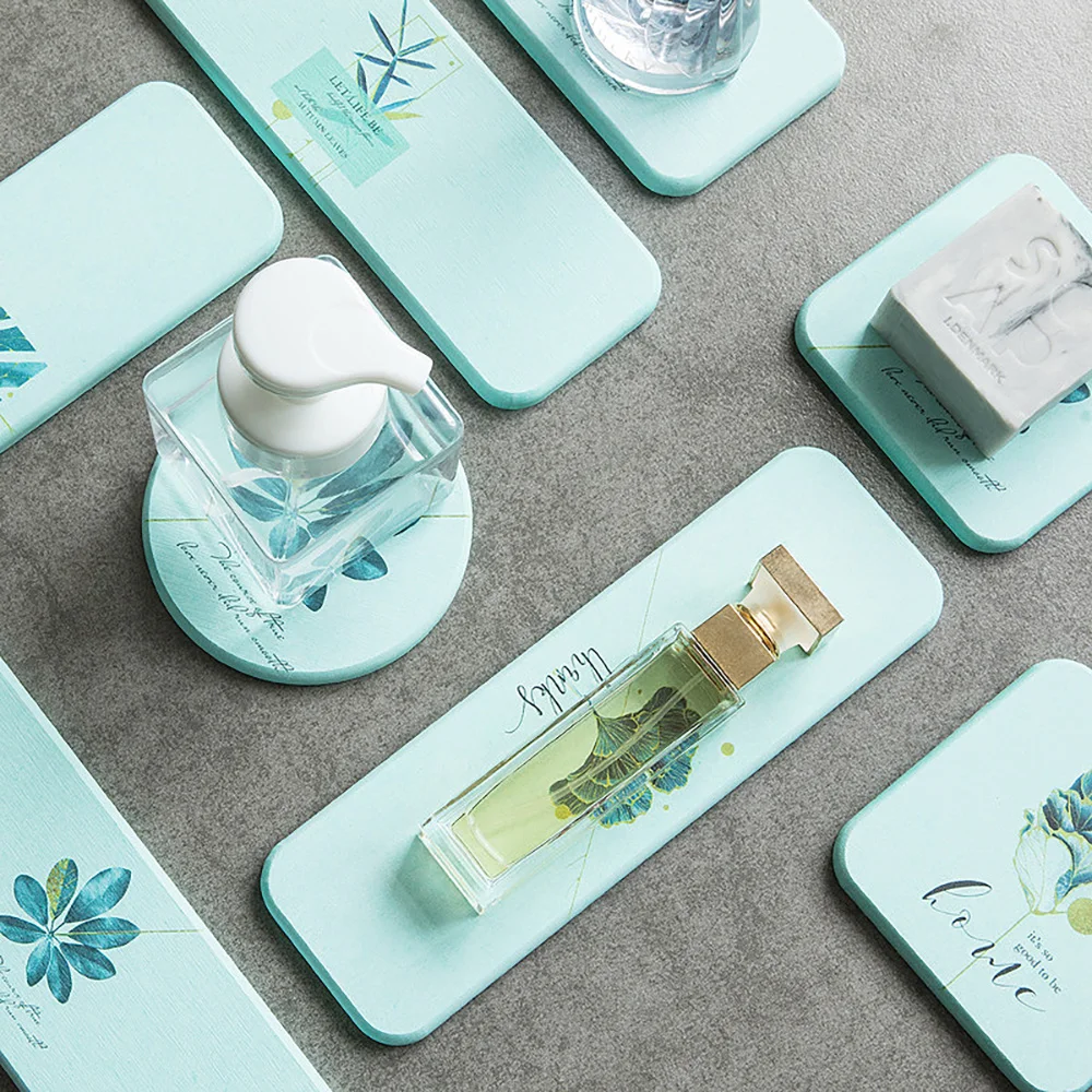 Многофункциональный влагопоглощающий коврик для чашки с мраморным узором в