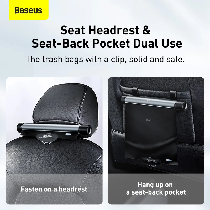 Baseus Car Organizer Backseat Storage Bag Trash Bin Metal Can Dustbin Alloy Garbage for Auto Back Seat Accessories |
