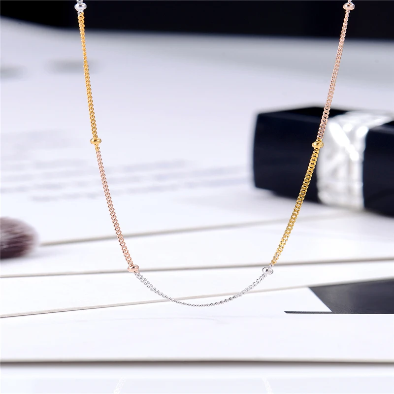 

DISINIYA 100% Серебро 925 пробы три цвета микс модных ожерелье размер 45 см ожерелье из стерлингового серебра