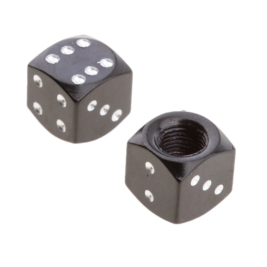 

4Pcs Dice Shape Tyre Valve Covers Caps Stems For Car Bike Truck Motorcycle Black