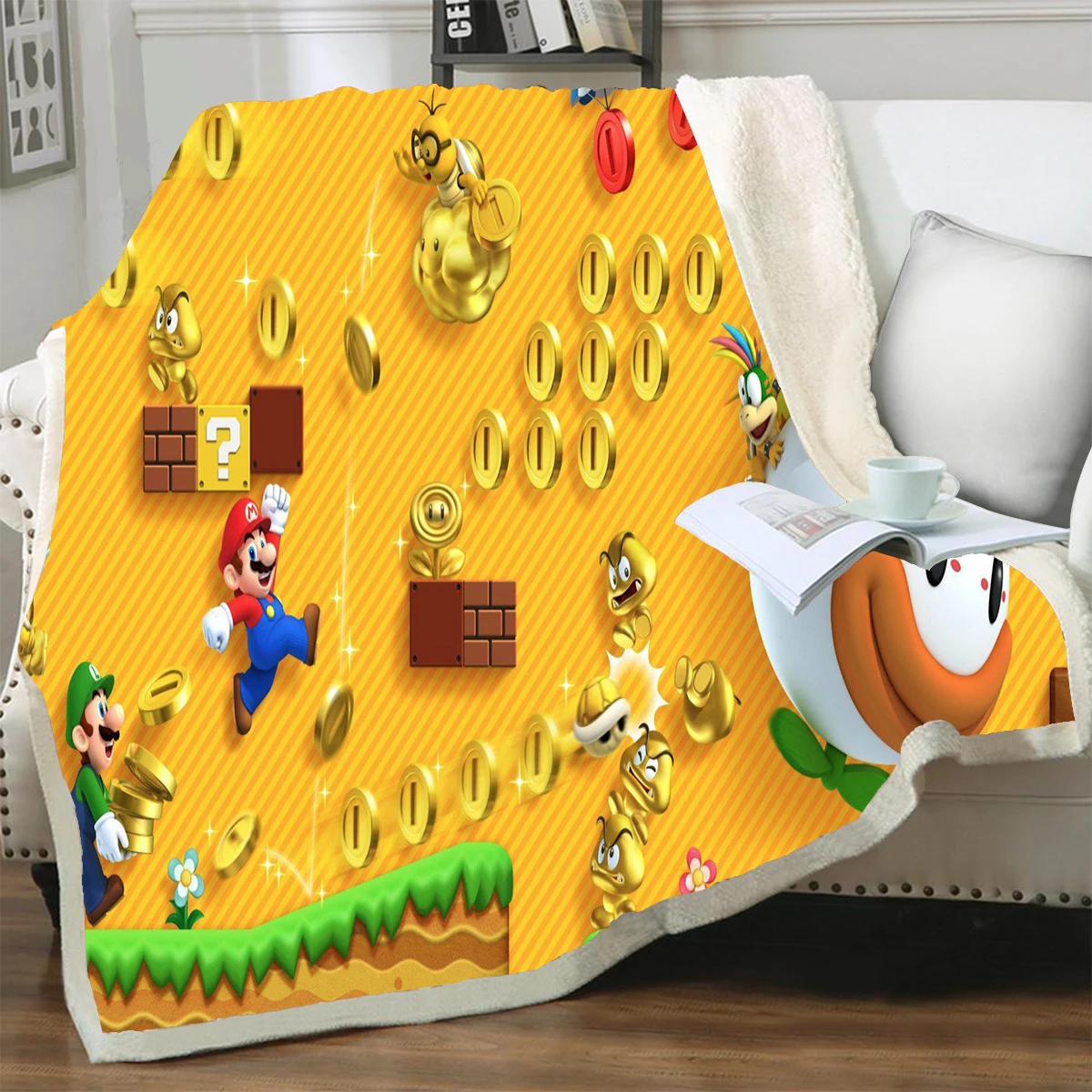 Flannel Three Thicken Big blanket Super Mario Pattern 3D Printed Blankets for on Bed Sofa Home Textiles Dreamlike Boys Baby Gift | Дом и сад