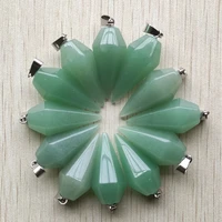 wholesale 12pcslot fashion natural green aventurine pendulum pyramid pendants 16x34mm for diy jewelry making free shipping