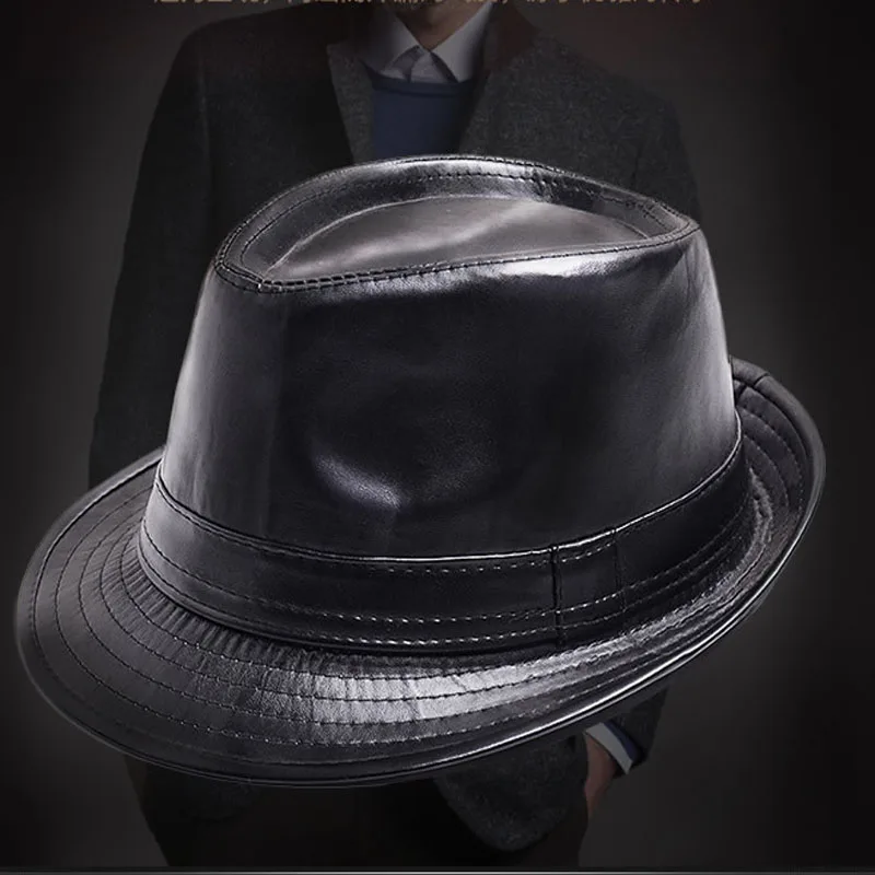 Мужская шляпа из искусственной кожи в стиле панк классическая лакированной для
