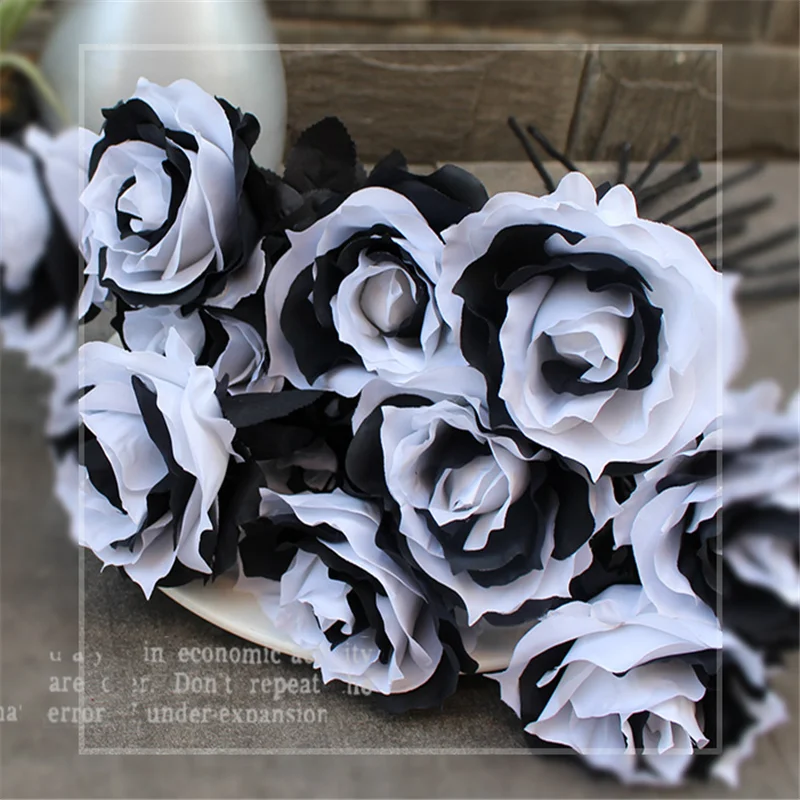 1 шт. имитация розы сделай сам черный белый цветок свадебный реквизит для фото